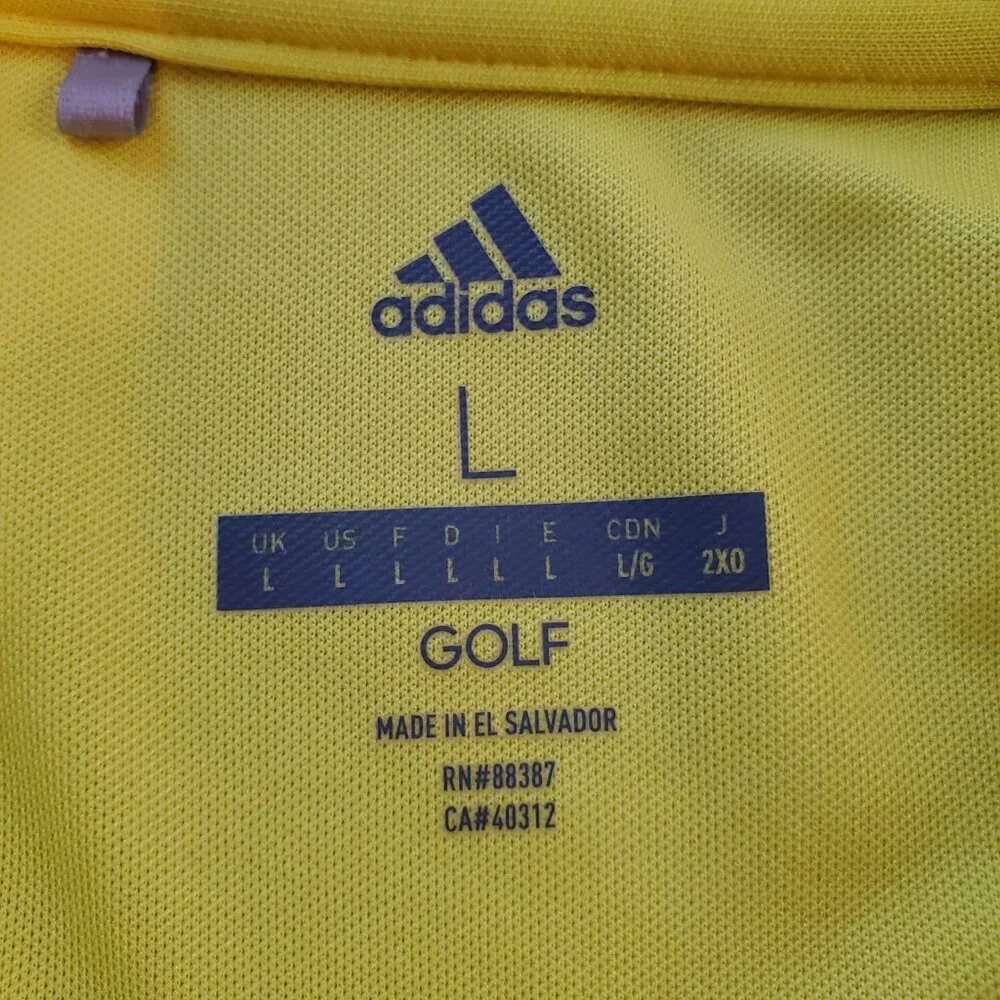 ADIDAS GOLF SZ L Men's Performance Short Sleeve Polo Shirt Bright Yellow